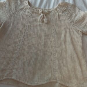 Wonder Nation Cream Blouse with Textured Fabric and Elasticized Neckline